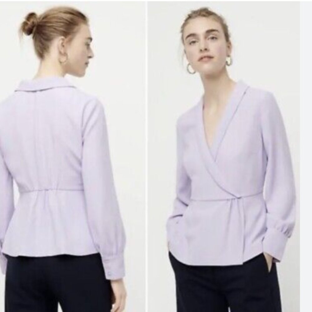J. Crew Lilac Purple Drapey Faux-Wrap Top In 365 Crepe